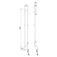 Mexen Pino, elektrické vykurovacie teleso s vešiakmi na uteráky 1405x137 mm, 150 W, čierna, W301