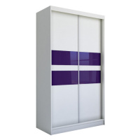 Expedo Skriňa s posuvnými dverami IRIS, biela/fialové sklo, 150x216x61