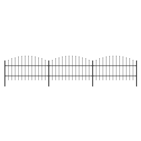 vidaXL Záhradný plot s hrotmi, oceľ (0,75-1)x5,1 m, čierny