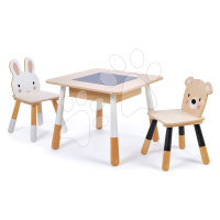 Drevený detský nábytok Forest table and Chairs Tender Leaf Toys stôl s úložným priestorom a dve 
