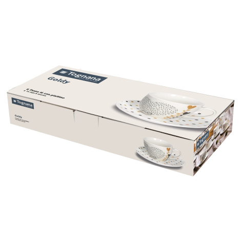 Tognana - Sada hrnčekov na čaj s tanierikmi, 6 ks, 200 ml IRIS GOLDY