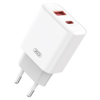 XO CE12, PD QC 3.0 20W, 1xUSB-A 1xUSB-C, sieťová nabíjačka, biela