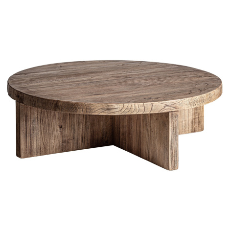 Estila Luxusný masívny okrúhly konferenčný stolík Alesund v naturálnej hnedej farbe s výraznou š
