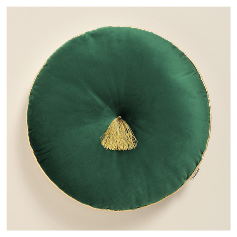 Okrúhly dekoračný vankúš ALLURE zelenej farby s priemerom 45 cm