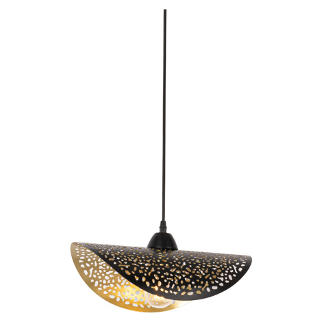 Orientálna závesná lampa čierna so zlatou 35 cm - Japke QAZQA