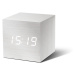 Biely budík s bielym LED displejom Gingko Cube Click Clock