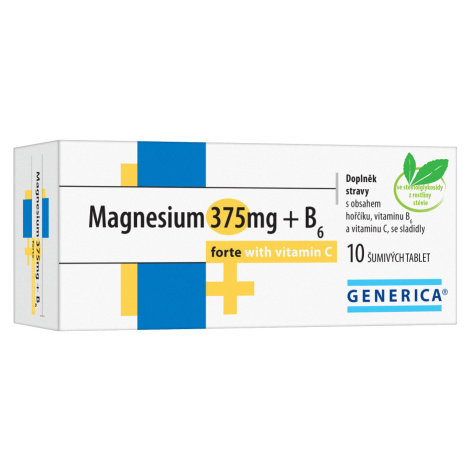 GENERICA Magnesium citrát 375 mg + B6 forte + vitamín C 10 šumivých tabliet