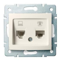 DOMO Zásuvka dátová-telefónna, (RJ45Cat 6+RJ11) Krémová