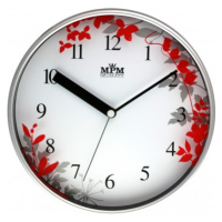 Nástenné hodiny MPM, 3087.7220 - strieborná matná/červená, 30cm