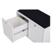 Biela lavica s úložným priestorom a s čiernym sedadlom Rowico Confetti, šírka 70 cm