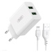 Nabíjačka XO Wall charger L119 2x USB-A, Lightning cable, 18W (white)