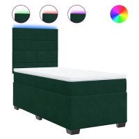 vidaXL Posteľný rám boxsping s matracom tmavozelený 90x190 cm zamat
