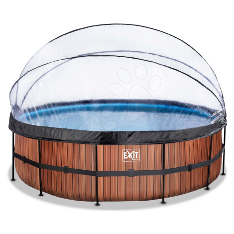 Bazén s krytom pieskovou filtráciou a tepelným čerpadlom Wood pool Exit Toys kruhový oceľová kon