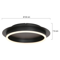 Stropné svietidlo Ringlux LED, čierne, Ø 32 cm, kov