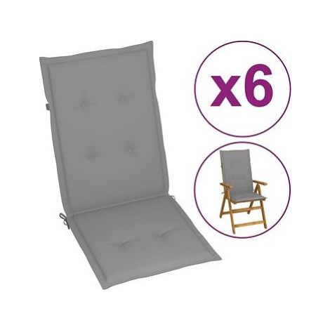 Podušky na záhradné stoličky, 6 ks, sivé, 120 x 50 x 4 cm SHUMEE