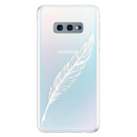 Odolné silikónové puzdro iSaprio - Writing By Feather - white - Samsung Galaxy S10e