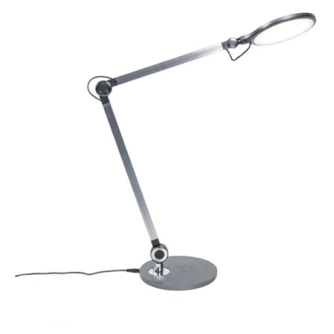 Dizajnová stolná lampa šedá vrátane LED s bezdrôtovou nabíjačkou - Don QAZQA