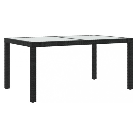 Záhradný stôl 150x90x75 cm sklo / polyratan Dekorhome Čierna / priehľadná,Záhradný stôl 150x90x7 vidaXL