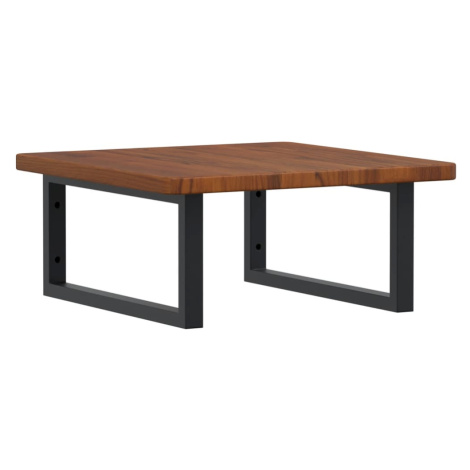 vidaXL Polica pod umývadlo, nástenná, oceľ a dubový masív