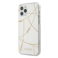 Silikónové puzdro Guess na Apple iPhone 12 Mini 5,4 GUHCP12SPCUCHWH biele Gold Chain Collection
