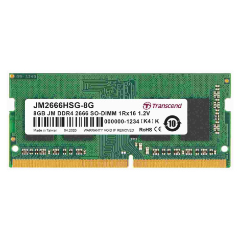 SODIMM DDR4 8GB 2666MHz TRANSCEND 1Rx16 1Gx16 CL19 1.2V