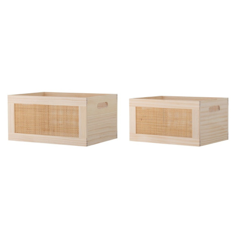 Dekoratívne drevené úložné boxy v prírodnej farbe v súprave 2 ks 39x29x20 cm Piana – Bloomingvil Bloomingville