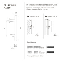 FT - MADLO kód 831Z 25x25 mm SP ks CIM - čierna matná (FNO) 600 mm 25x25 mm