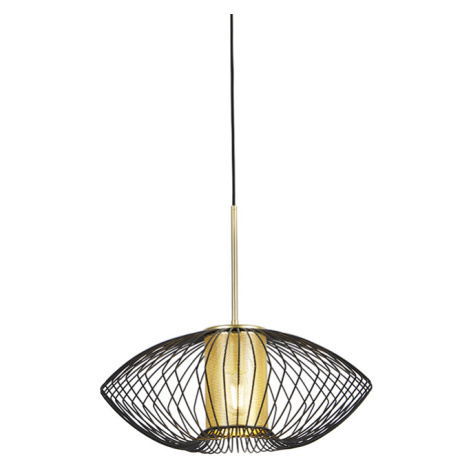Dizajnová závesná lampa zlatá s čiernou 50 cm - Dobrado QAZQA