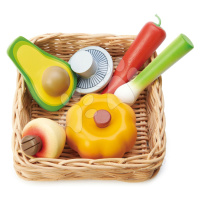 Drevený košík so zeleninou Veggie Basket Tender Leaf Toys s tekvicou avokádom hríbom a cibuľkou