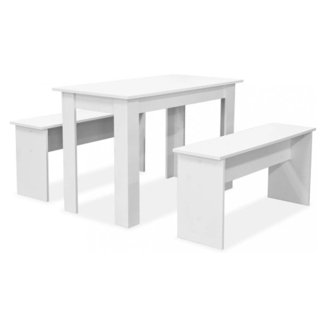 Jedálenský stôl s lavicami Dekorhome Biela,Jedálenský stôl s lavicami Dekorhome Biela vidaXL