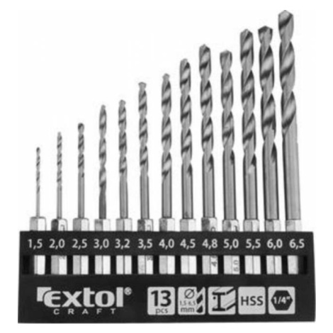 EXTOL CRAFT Vrtáky do kovu 1,5-6,5mm s 1/4"" šesťhranným úchytom Extol Premium