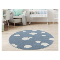 Detský koberec - Sky Cloud obláčiky okrúhly farba: striebornosivá - biela