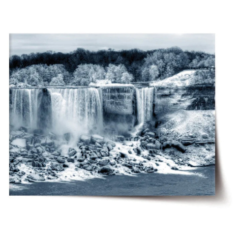 Plagát Čierno-biely vodopád - 60x40 cm