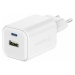 SWISSTEN GaN Travel Charger 1xUSB-C 45W PD + 1xUSB-A 18W QC biela