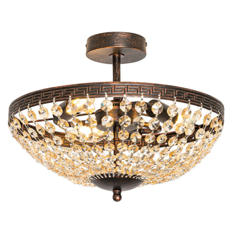 Klasické stropné svietidlo bronzové a krištáľové 3-svetlo - Mondrian QAZQA