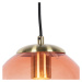 Art deco závesná lampa mosadz s ružovým sklom 20 cm - Pallon