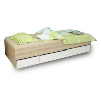KONDELA Matiasi 90 jednolôžková posteľ s úložným priestorom dub sonoma / biela