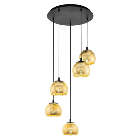 Závesná lampa Albaraccin, päť tienidiel, zlatá EGLO