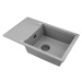 Sink Quality Ferrum New 8010, 1-komorový granitový drez 800x500x210 mm + grafitový sifón, šedá, 