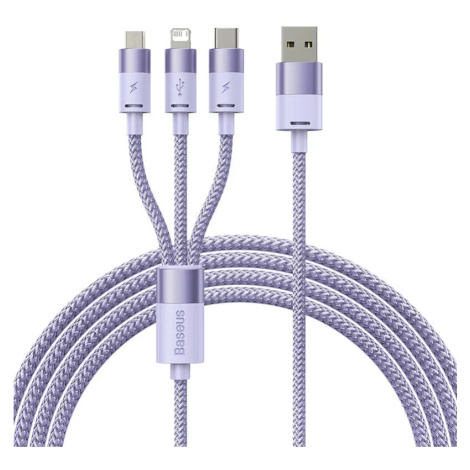 Kábel 3in1 USB cable Baseus StarSpeed Series, USB-C + Micro + Lightning 3,5A, 1.2m (Purple) (693