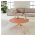Kovový okrúhly konferenčný stolík v lososovej farbe ø 78 cm Daley – Spinder Design