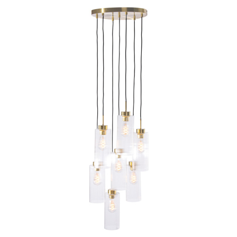 Art Deco závesná lampa zlatá so sklenenými 7-svetlíkmi - Laura QAZQA