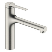 Drezová batéria Hansgrohe Zesis s vyťahovacou spŕškou, 2 prúdy nerez 74801800