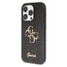 Guess PU Fixed Glitter 4G Metal Logo Zadný Kryt pre iPhone 15 Pro Max Black