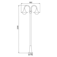 Stĺpové svietidlo 171, 2-plameňové, čierne