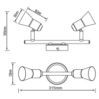 LED stropné svietidlo Sanny, železo/chróm, šírka 31,5 cm kov