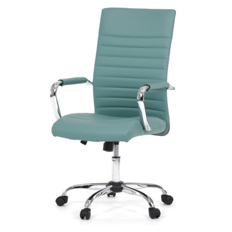 AUTRONIC KA-V307 BLUE Kancelářská židle, modrá ekokůže, houpací mech, kolečka pro tvrdé podlahy,