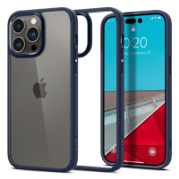 Apple iPhone 14 Pro, Plastový zadný kryt + silikónový rám, Spigen Ultra Hybrid, číra/tmavomodrá