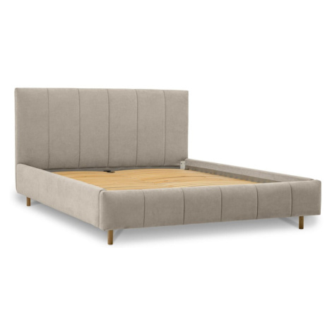 Béžová čalúnená dvojlôžková posteľ s roštom 160x200 cm Zee – Scandic