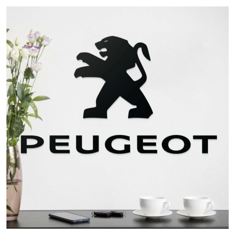 Drevený nápis a logo - Peugeot , Čierna